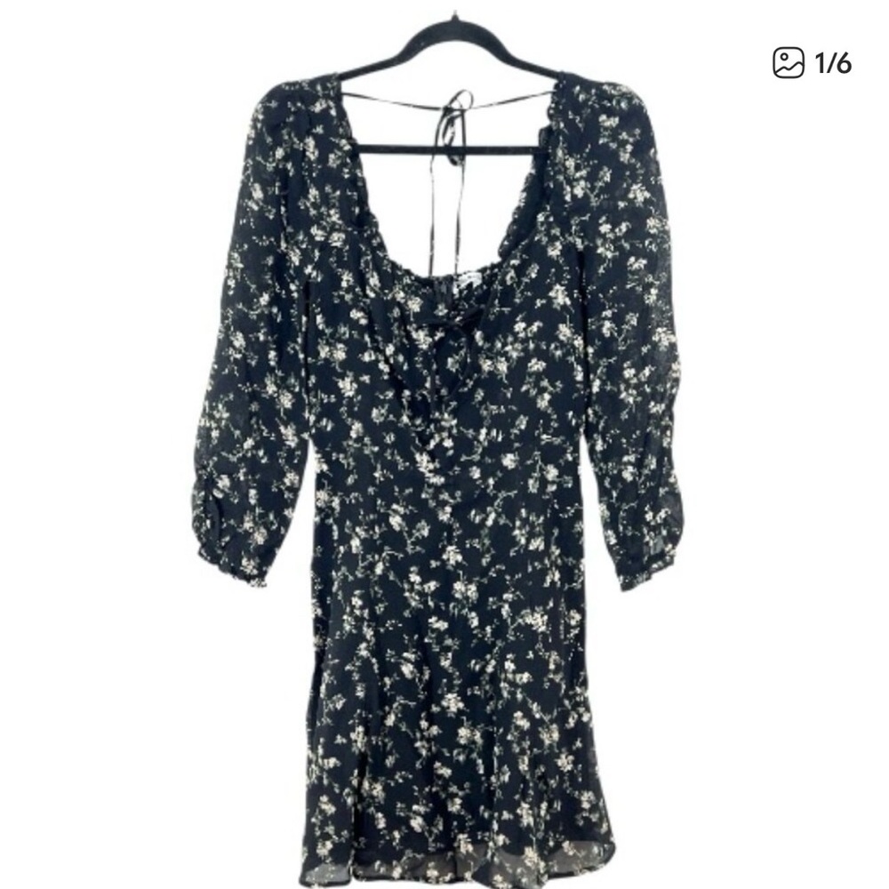 Reformation Black Floral Mini Dress